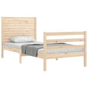 vidaXL Solid Wood Bed with Headboard 100x200 cm