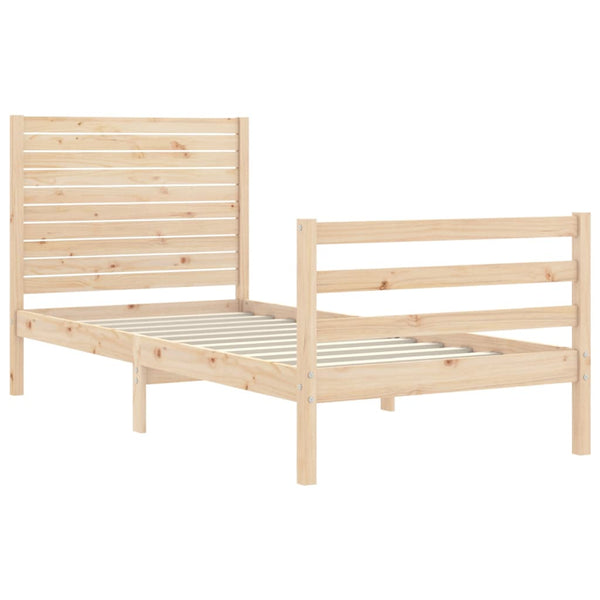 vidaXL Solid Wood Bed with Headboard 100x200 cm