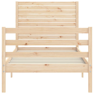 vidaXL Solid Wood Bed with Headboard 100x200 cm