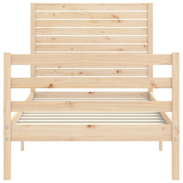 vidaXL Solid Wood Bed with Headboard 100x200 cm