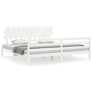 vidaXL Solid Wood Bed with Headboard White 200x200 cm