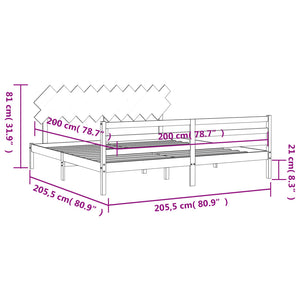 vidaXL Solid Wood Bed with Headboard White 200x200 cm