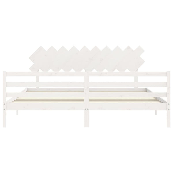vidaXL Solid Wood Bed with Headboard White 200x200 cm