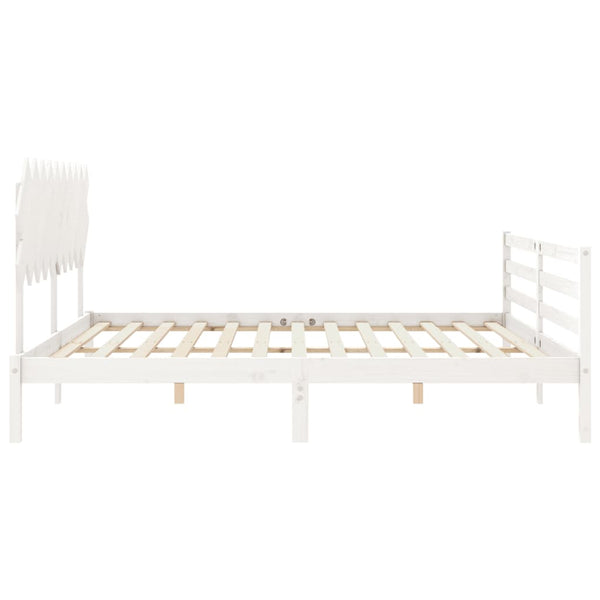 vidaXL Solid Wood Bed with Headboard White 200x200 cm