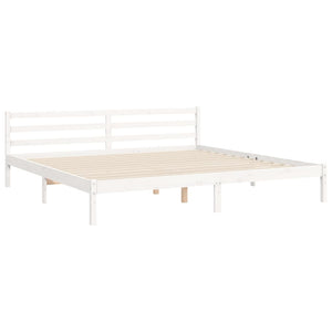 vidaXL Solid Wood Bed with Headboard White 200x200 cm