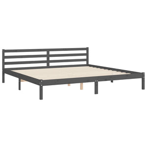 vidaXL Solid Wood Bed with Headboard Grey 200x200 cm