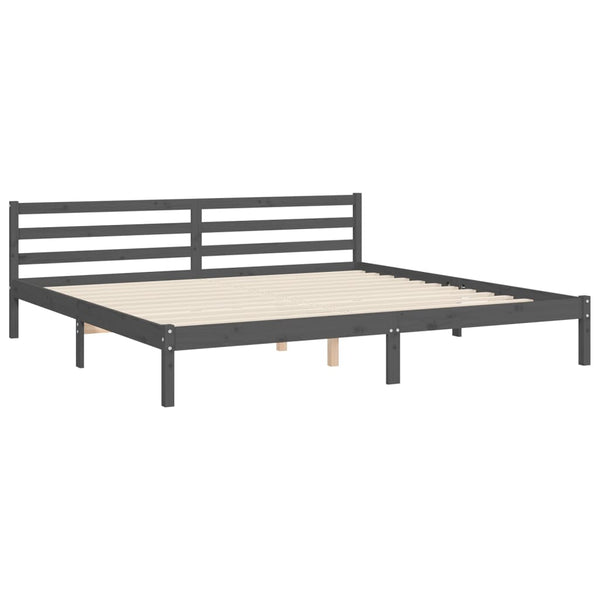 vidaXL Solid Wood Bed with Headboard Grey 200x200 cm