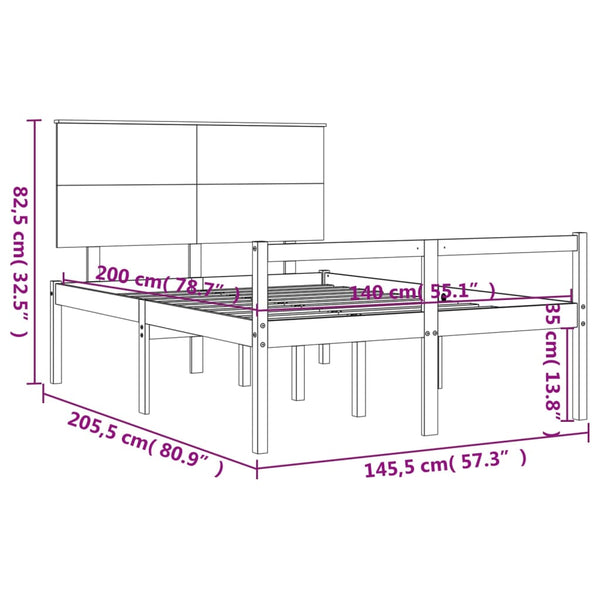 vidaXL Senior Bed with Headboard 140x200 cm Solid Wood