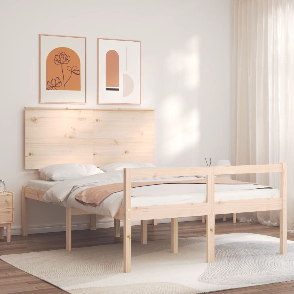 vidaXL Senior Bed with Headboard 140x200 cm Solid Wood