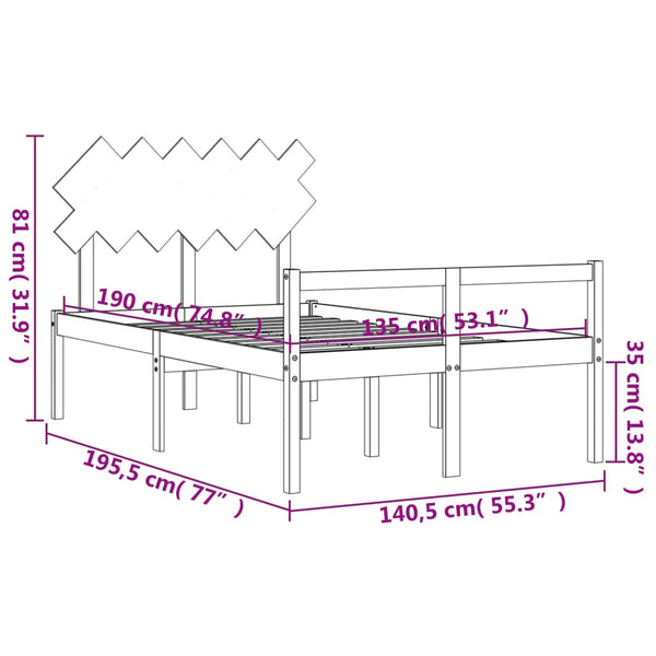 vidaXL Solid Wood Senior Bed with Headboard