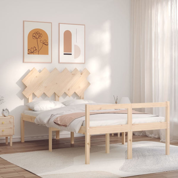 vidaXL Solid Wood Senior Bed with Headboard