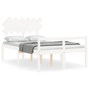 vidaXL Senior Bed with Headboard White Solid Wood
