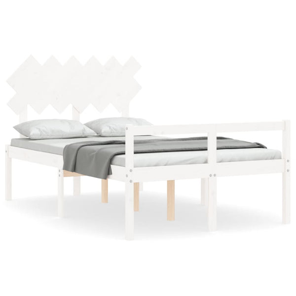 vidaXL Senior Bed with Headboard White Solid Wood