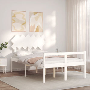 vidaXL Senior Bed with Headboard White Solid Wood