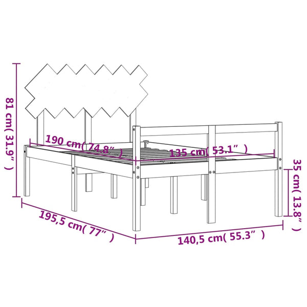vidaXL Senior Bed with Headboard White Solid Wood