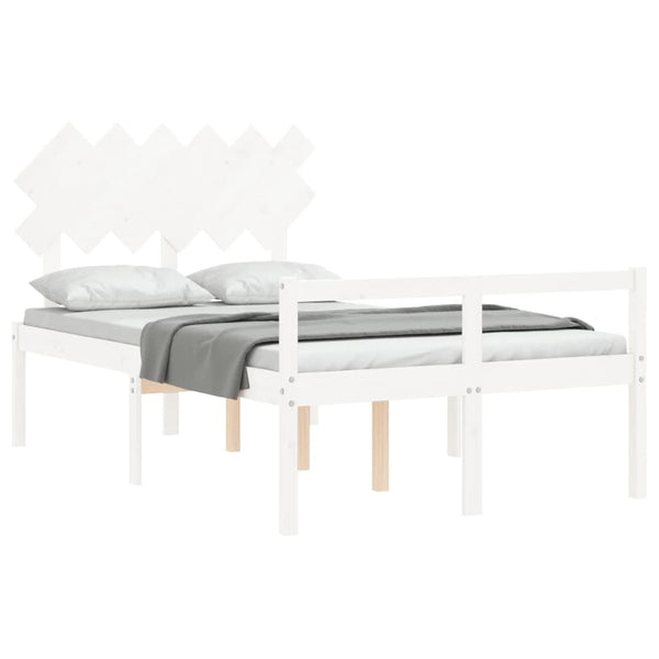 vidaXL Senior Bed with Headboard White Solid Wood