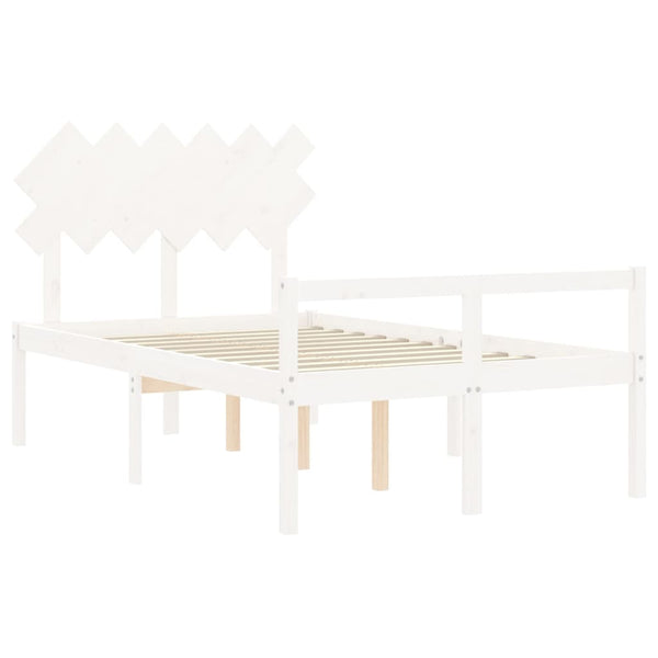 vidaXL Senior Bed with Headboard White Solid Wood
