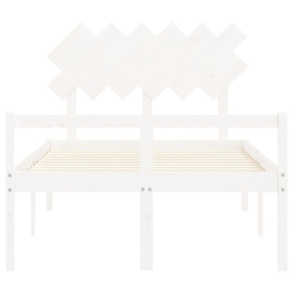 vidaXL Senior Bed with Headboard White Solid Wood