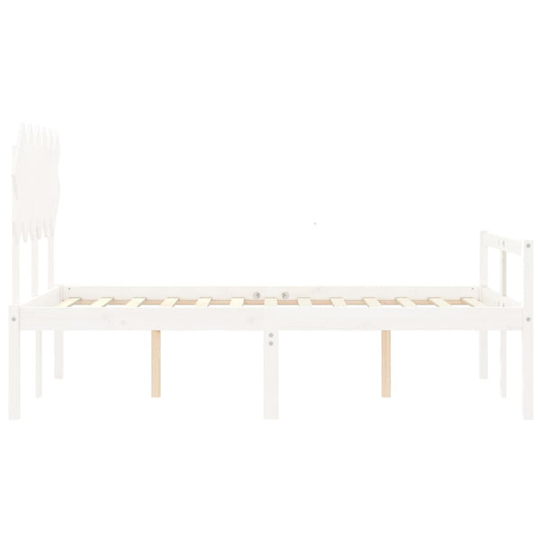 vidaXL Senior Bed with Headboard White Solid Wood