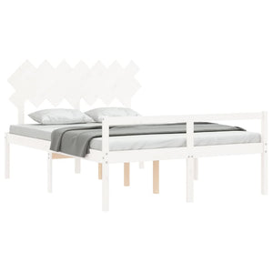 vidaXL Senior Bed with Headboard 140x190 cm White Solid Wood
