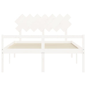 vidaXL Senior Bed with Headboard 140x190 cm White Solid Wood