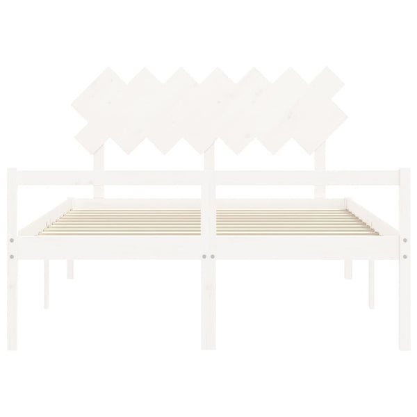vidaXL Senior Bed with Headboard 140x190 cm White Solid Wood