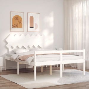 vidaXL Senior Bed with Headboard 140x190 cm White Solid Wood