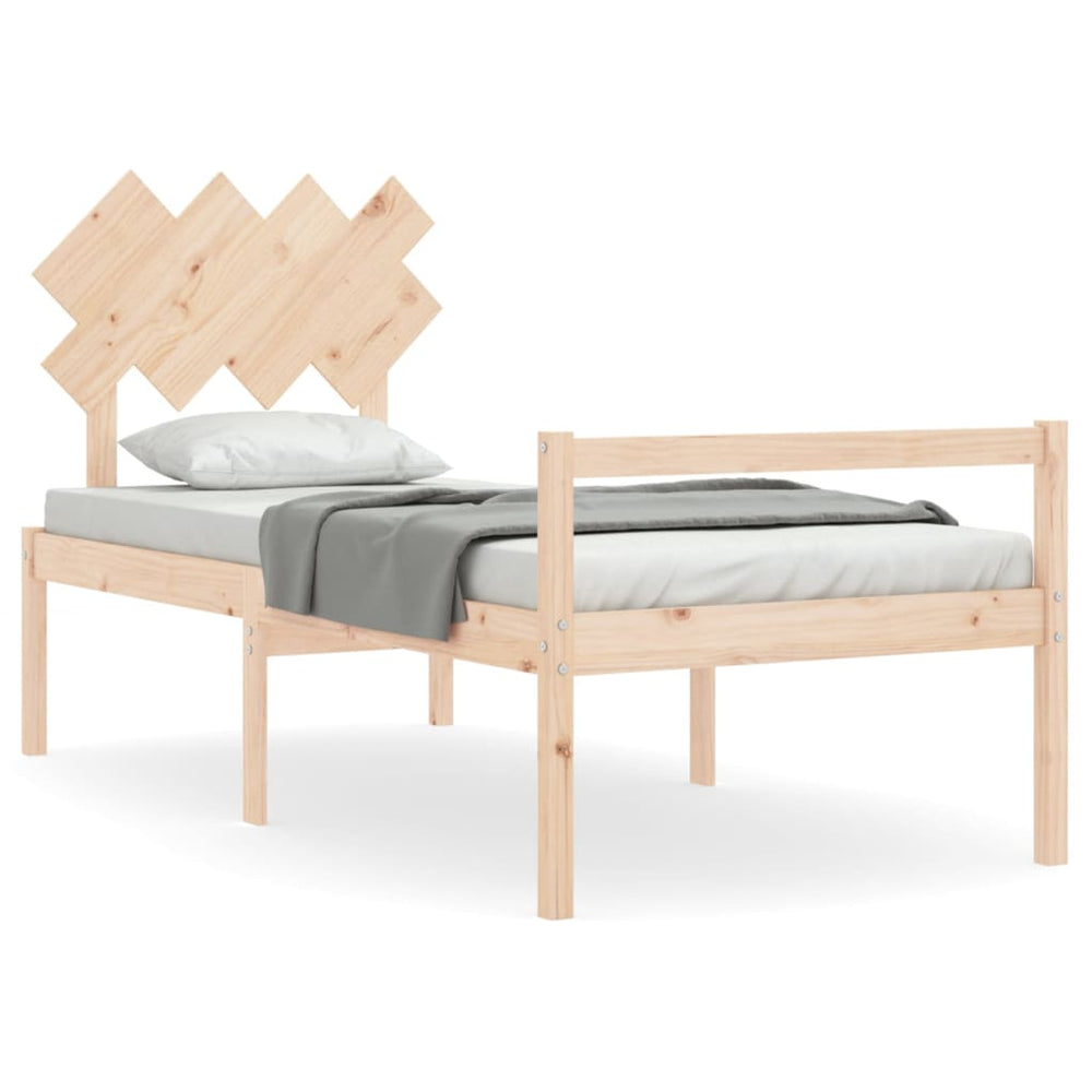 vidaXL Solid Wood Senior Bed with Headboard 90x200 cm
