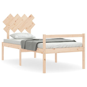 vidaXL Solid Wood Senior Bed with Headboard 90x200 cm