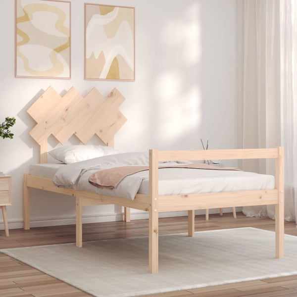 vidaXL Solid Wood Senior Bed with Headboard 90x200 cm