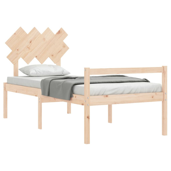 vidaXL Solid Wood Senior Bed with Headboard 90x200 cm