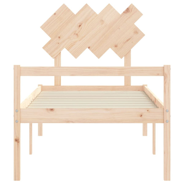 vidaXL Solid Wood Senior Bed with Headboard 90x200 cm