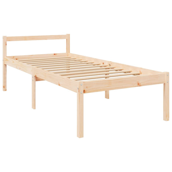 vidaXL Solid Wood Senior Bed with Headboard 90x200 cm