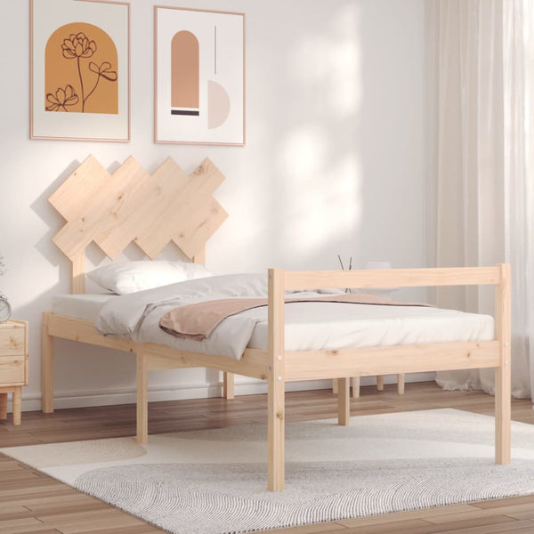vidaXL Solid Wood Senior Bed with Headboard 90x200 cm