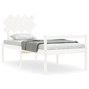 vidaXL Seniors' Bed with Headboard 90x200 cm White Solid Wood