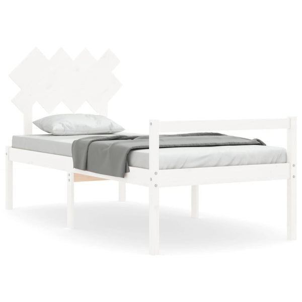 vidaXL Seniors' Bed with Headboard 90x200 cm White Solid Wood