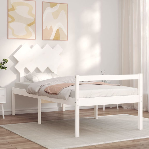 vidaXL Seniors' Bed with Headboard 90x200 cm White Solid Wood