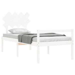 vidaXL Seniors' Bed with Headboard 90x200 cm White Solid Wood