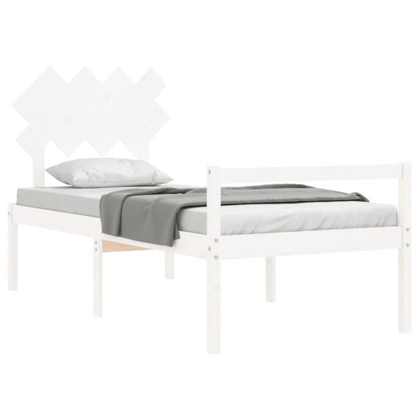 vidaXL Seniors' Bed with Headboard 90x200 cm White Solid Wood