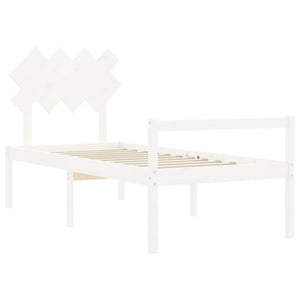 vidaXL Seniors' Bed with Headboard 90x200 cm White Solid Wood