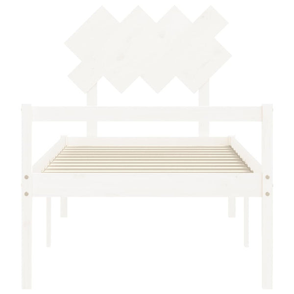 vidaXL Seniors' Bed with Headboard 90x200 cm White Solid Wood
