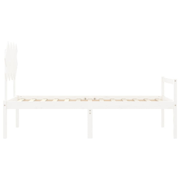 vidaXL Seniors' Bed with Headboard 90x200 cm White Solid Wood