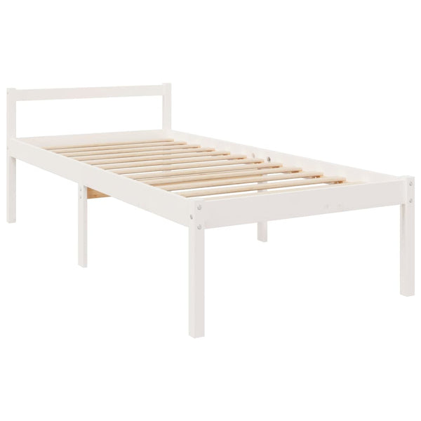 vidaXL Seniors' Bed with Headboard 90x200 cm White Solid Wood