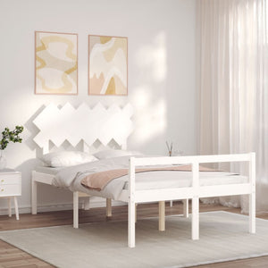 vidaXL Senior Bed with Headboard 120x200 cm White Solid Wood