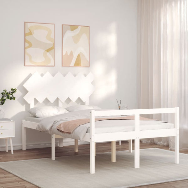 vidaXL Senior Bed with Headboard 120x200 cm White Solid Wood