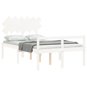 vidaXL Senior Bed with Headboard 120x200 cm White Solid Wood