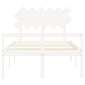 vidaXL Senior Bed with Headboard 120x200 cm White Solid Wood