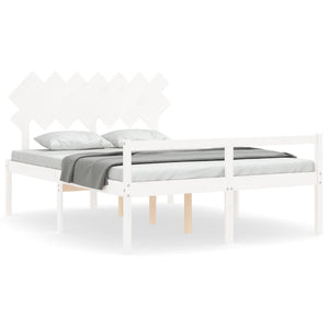 vidaXL Senior Bed with Headboard 140x200 cm White Solid Wood