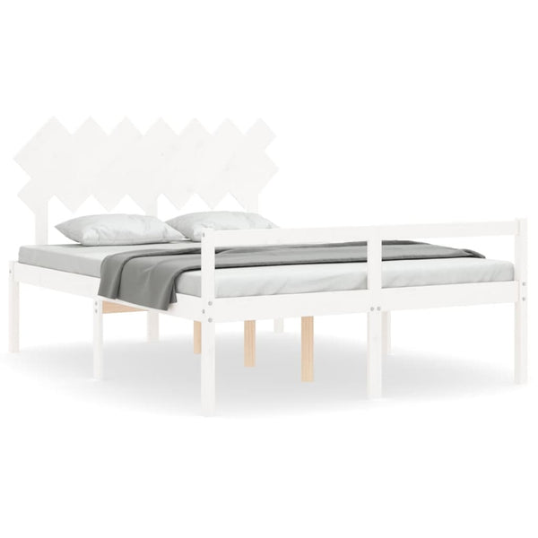 vidaXL Senior Bed with Headboard 140x200 cm White Solid Wood