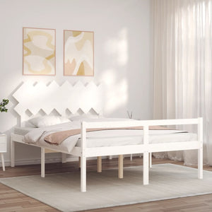 vidaXL Senior Bed with Headboard 140x200 cm White Solid Wood